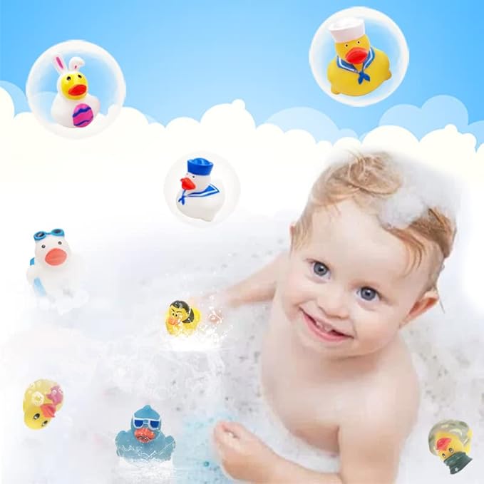 WQTHE 30 Pack Rubber Duck for Jeeps Ducking - 2.3 Inch Bulk Floater Duck for Kids - Baby Bath Toy Assortment - Party Favors, Birthdays, Bath Time, and More (30 Varieties)