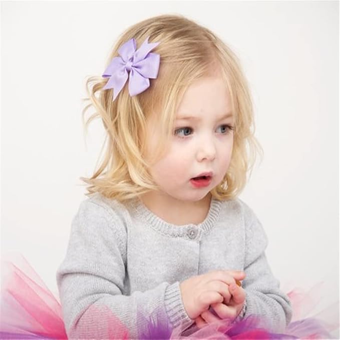 24 Colors Boutique Hair Bow Clips for Little Girls Grosgrain Ribbon Bow Alligator Hair Clip Toddler Baby Girl Kids Teens Hair Accessories (24 pcs/3.5 Inch Pinwheel)