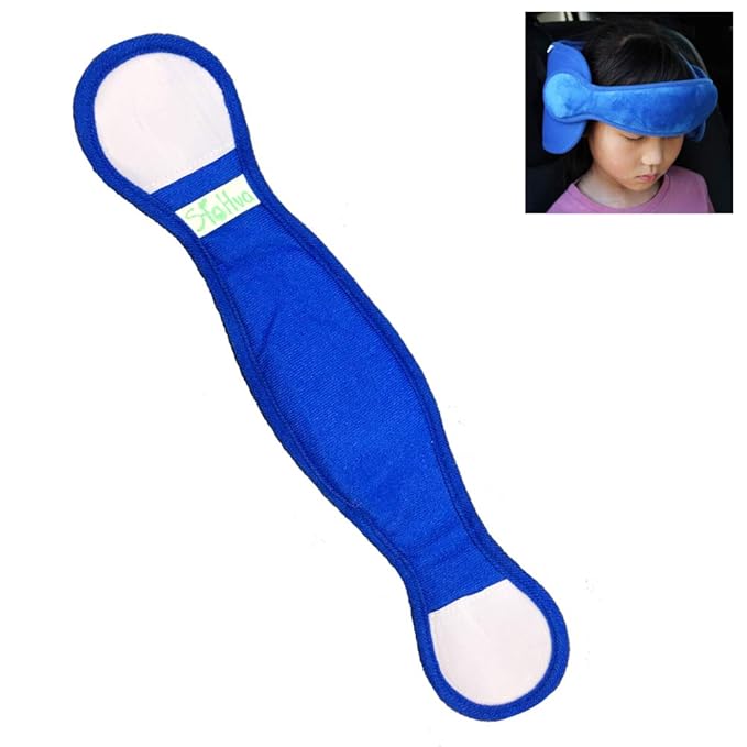 Adjustable Toddler Car Seat Head Support Band, Carseat Straps Cover, Safety Car Seat Neck Relief, Infants and Baby Head Support,Blue