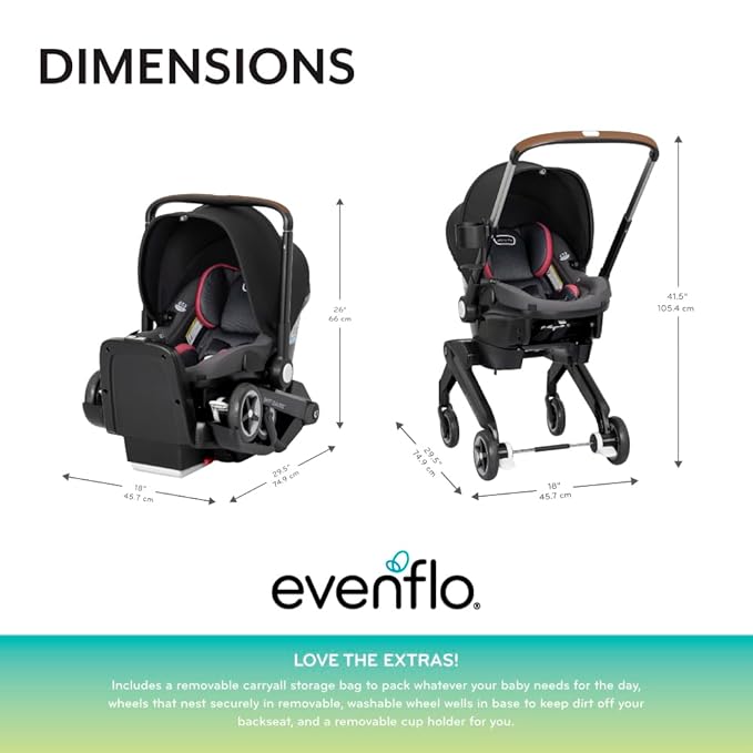 Evenflo Shyft DualRide Preemie and Infant Car Seat Stroller Combo 3-30lbs with Carryall Storage (Sylva Pink)