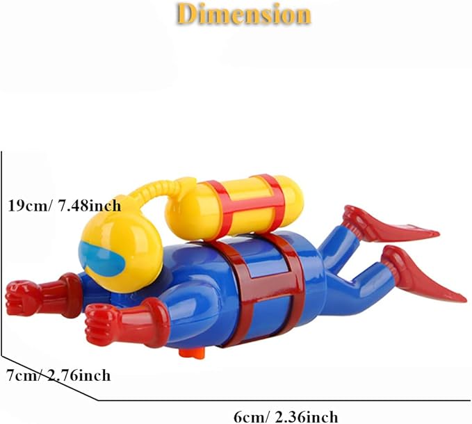 Wind-Up Diver Bath Toy for Toddlers – Clockwork Powered Swimming & Diving Frogman, Battery-Free Bathtub/ Pool Water Toy, BPA-Free Safe STEM Gift for Kids