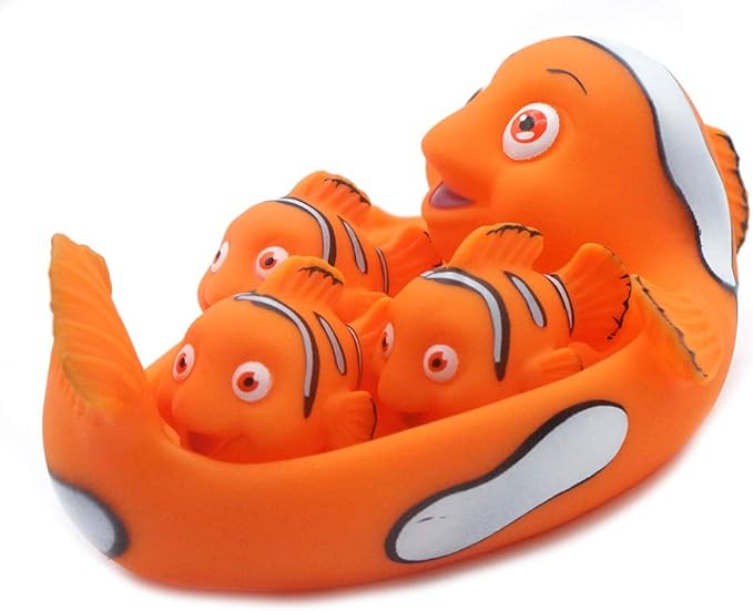 Playmaker Toys Rubber Baby Bath Animal Family Toy Sets (Clownfish)
