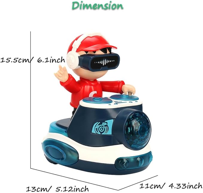 Miracland DJ Dancing Toy, DJ Musical Toy for Toddlers Scratch DJing Boy Dancing with Dynamic Music and Colorful Lights (Blue)