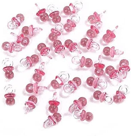 200 Pieces Tiny Acrylic Baby Pacifiers for Baby Shower Party Favors Filler Decorations Ice Cube Game Supplies Table Decor (Pink)
