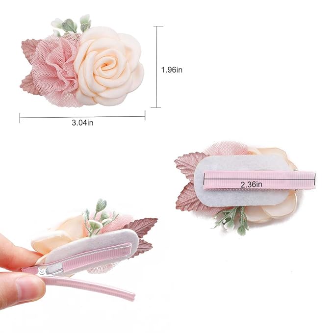 Flower Hair Clips Set-Cherrboll 3pcs Floral Hair Bow Accessories for Baby Girl Toddles Teen Gifts