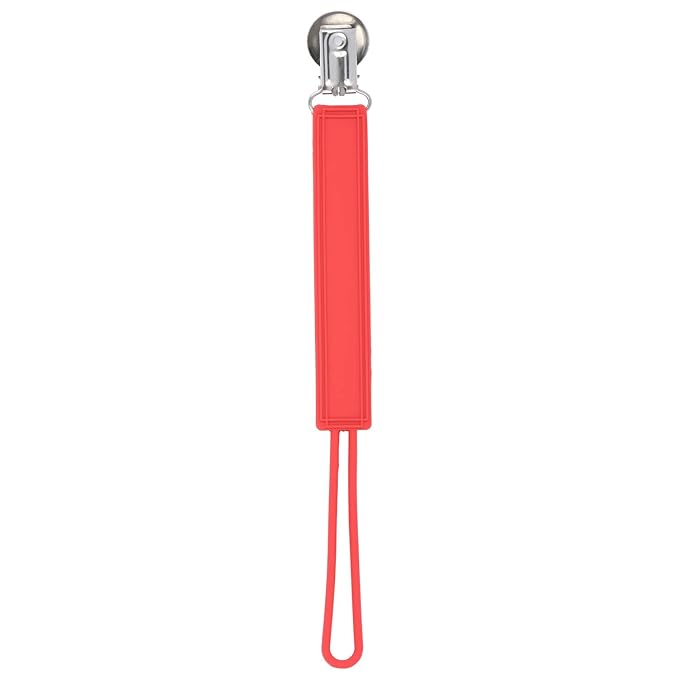 Three Little Tots All Silicone Modern, Short and Safety Tested Pacifier Clip (Red, Classic)