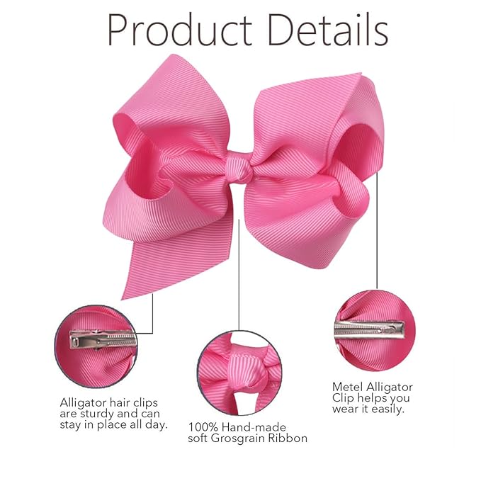 Hair Bows for Girls 10PCS Girls Toddler bows Clips Black Grosgrain Ribbon Alligator Clips Kids Hair Accessories