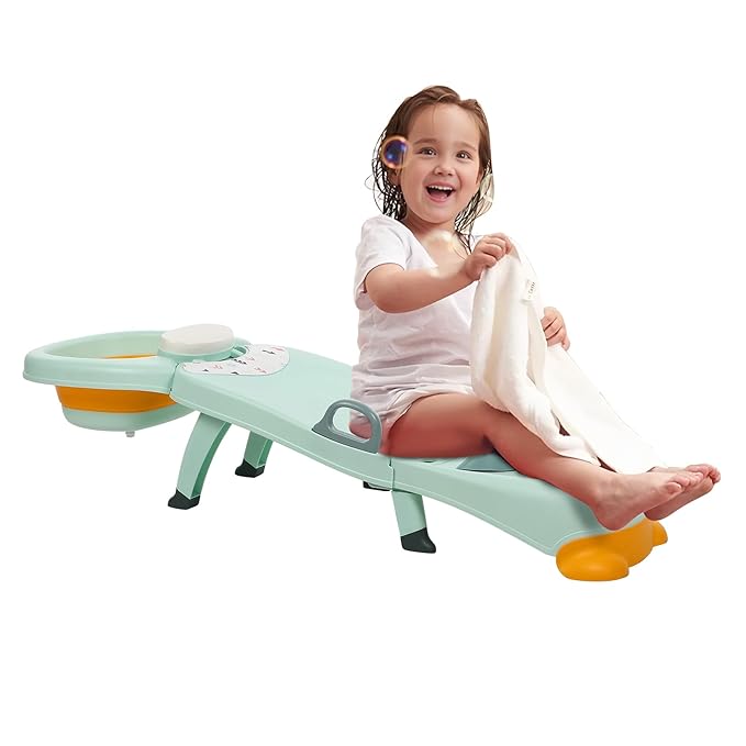 Hair Washing Station for Kids Children's Shower Seat Adjustable Children Shampoo Chair Bath Seat Household Foldable for 1 to 16 Years Old