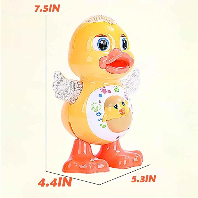 Dancing Duck Toy, Tummy Time Toys with Music & Flashing Lights, Interactive Musical Duck with Colorful Wings (Duck)
