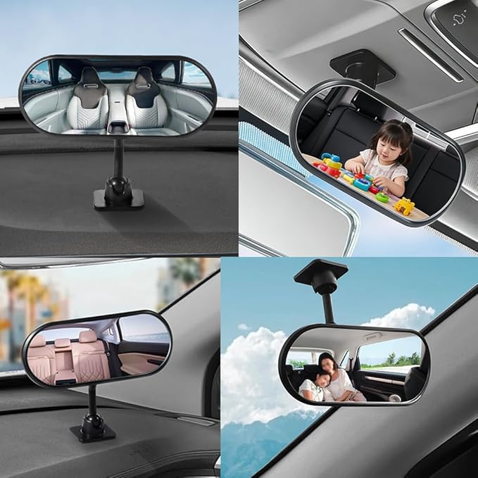 HD Car Mirror for Baby,360° Adjustable Rear View Mirrors Provides a Wide Field of Vision & Observation of the Rear Seat,Stick-on Convex Mirrors Baby Mirror for Car (Paste Style)