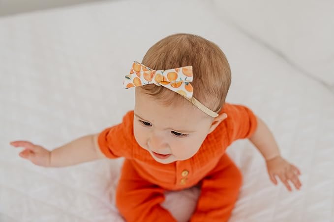 Copper Pearl Ribbon Baby Bow Citrus