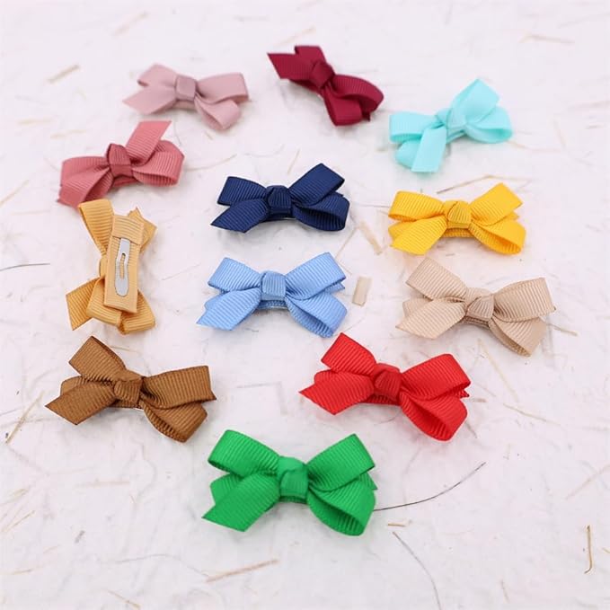 12 PCS Baby Bow Bangs Hair Clips Tiny Snap Clip for Infant Toddler Girl Mini Grosgrain Ribbon Hair Bow Barrettes Girls Hair Accessories (1.75" jojo bow Popular 12 colors)