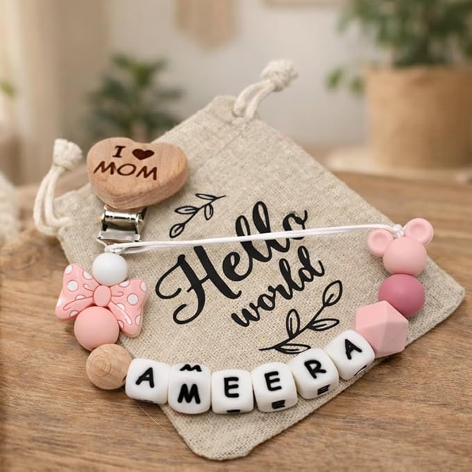Personalized Pacifier Clip, Custom Silicone Pacifier Holder, Custom Binky Clip, Baby Newborn Gift