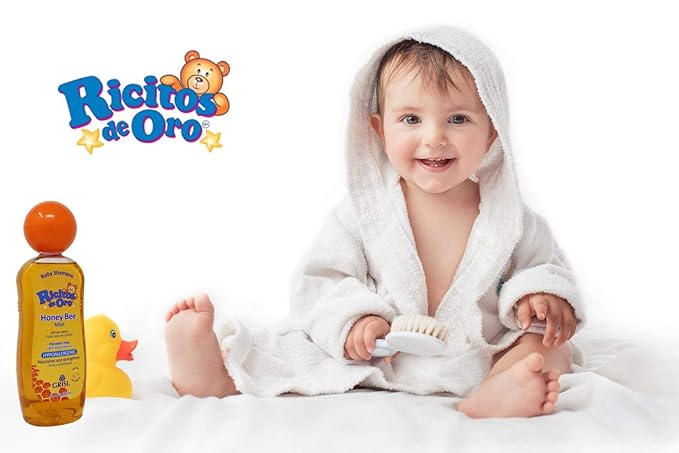 Honey Bee Ricitos de Oro Shampoo| Baby Shampoo with Pop-Up Rattle Cap, Paraben Free Product for Baby’s Delicate Hair; 13.5 Fl
