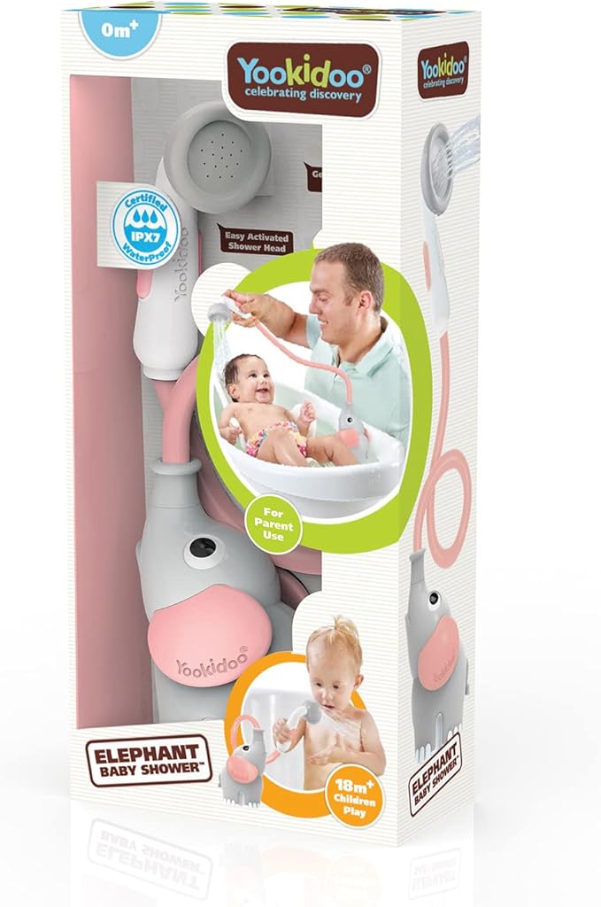 Yookidoo Pink Elephant Baby Bath Toy - Bath & Shower Game - Awakening of the Senses - Hose Sprinkler - 0 to 2 Years Old