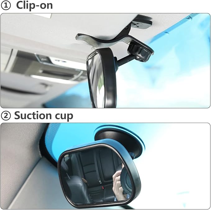 HOTBEST Sanmenxiadongjun Baby Car Mirror Baby Rearview Mirror with Suction Cup & Clip Adjustable Wide View Car Interior Rearview Mirrors for Back Seat Safety Car Seat Mirror for Rear Facing Infant