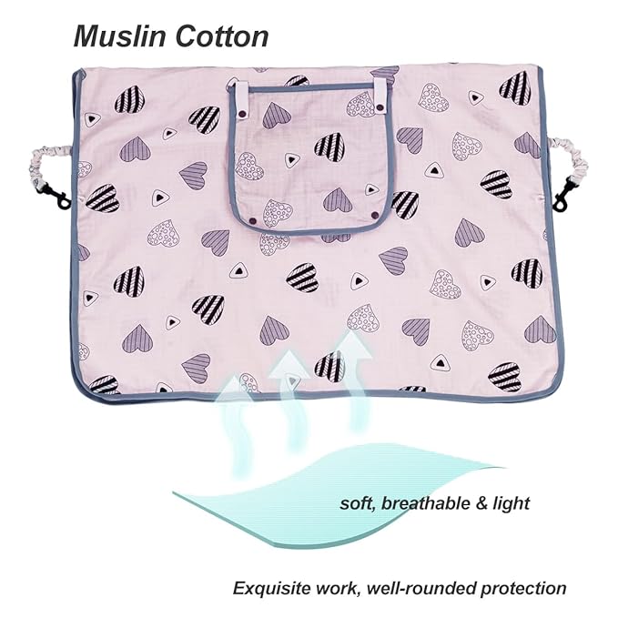 Car seat Covers for Babies, Infant Carseat Canopy for Newborn Carrier, kick Proof Yet Anti-Slip Design, Muslin, fit Summer, Spring, Autumn, Pink Heart, Perfect for Girl;