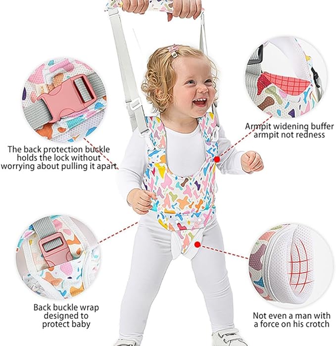 Eforcase Baby Walking Harness, Handheld Kids Walker Helper Walker Harness Assistant Belt with Baby Helmet for Crawling Walking Baby Head Protector for Baby Kids