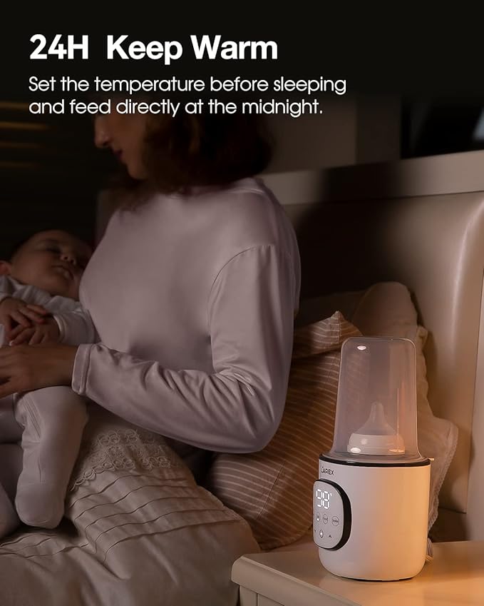 Larex Electric Baby Swing for Infants & Bottle Warmer Remote Control Indoor Baby Rocker with 5 Sway Speeds,1 Seat Positions Fast Baby Bottle Warmer for Breastmilk and Formula