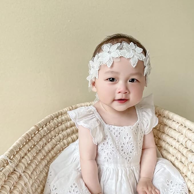 Bethynas Baby Girls Cute Bow-knot Headband Soft Lace Floral Hairbands Newborn Infant Toddlers Kids Hair Accessories (Style 1)