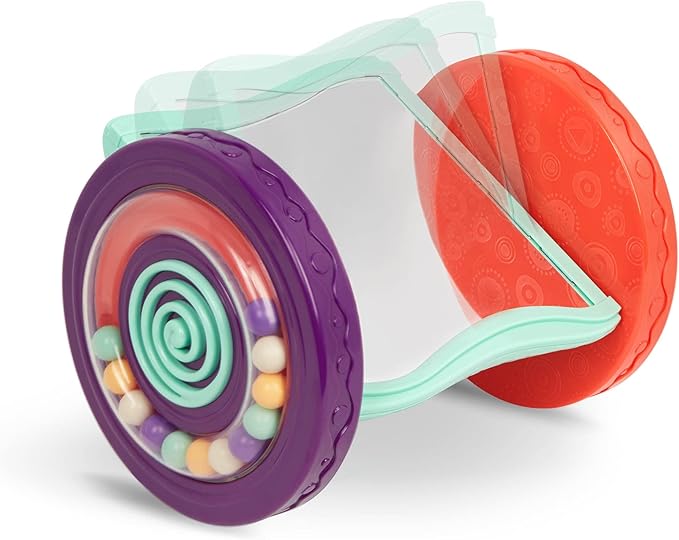 B. toys – Baby Toys Mirror with Rolling Sensory Wheels – Interactive Roly– Poly Mirror for Tummy Time & Crawling – Early Learning for Infant Development – 0+ Months