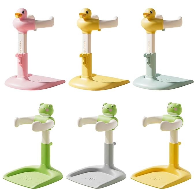 Adjustable Baby Shower Stand with Anti-Slip Base,Bath Shower Standing Support Stand,Portable Bath Helper Bath Support for Infants Portable Bath Helper for Baby 8-24 Months (Green-E)