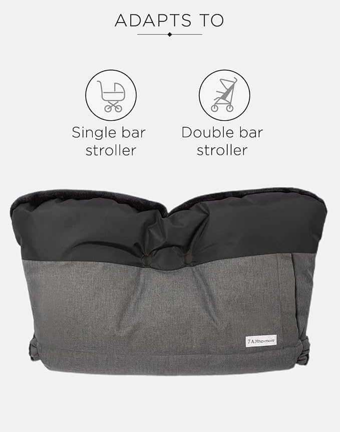 7AM Enfant Stroller Warmmuffs Gloves - Anti-Freeze Stroller Mittens for Handlebars, Water Repellent Hand Warmer Muff for Cold Weather, Plush Lined Stroller Warmmuffs | Winter Stroller Accessories