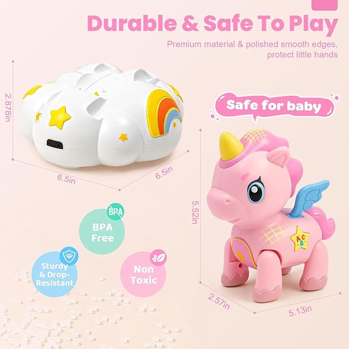 Jyusmile Musical Crawling Baby Toy 6-12 Months+, Sensory Learning Development Toy for Tummy Time, Christmas Birthday Gifts for 1 Year Old Girl