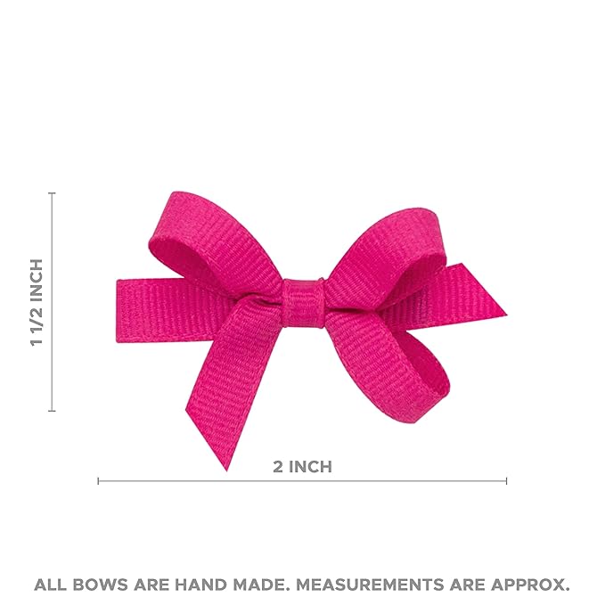 Wee Ones Girls' Classic Grosgrain Hair Bows with Plain Wrap Center, No-Slip Hair Clip, Handmade, Red, Baby