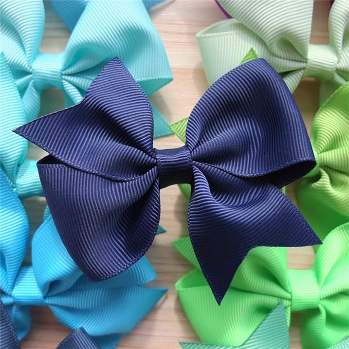 24 Colors Boutique Hair Bow Clips for Little Girls Grosgrain Ribbon Bow Alligator Hair Clip Toddler Baby Girl Kids Teens Hair Accessories (24 pcs/3.5 Inch Swallow Tail)