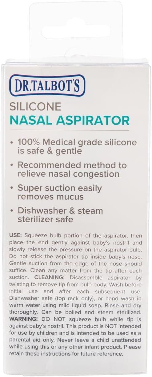 Dr. Talbot's Nasal Aspirator for Babies - Silicone - Includes Storage Case - Clear,(Pack of 2)