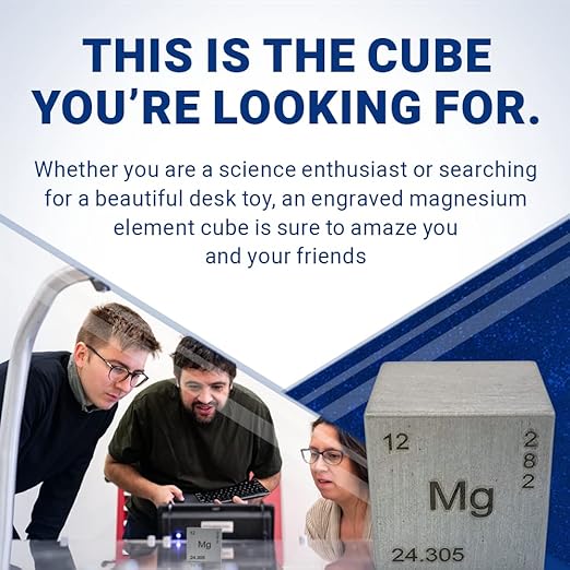 Magnesium Element Cube- Engraved - 1"