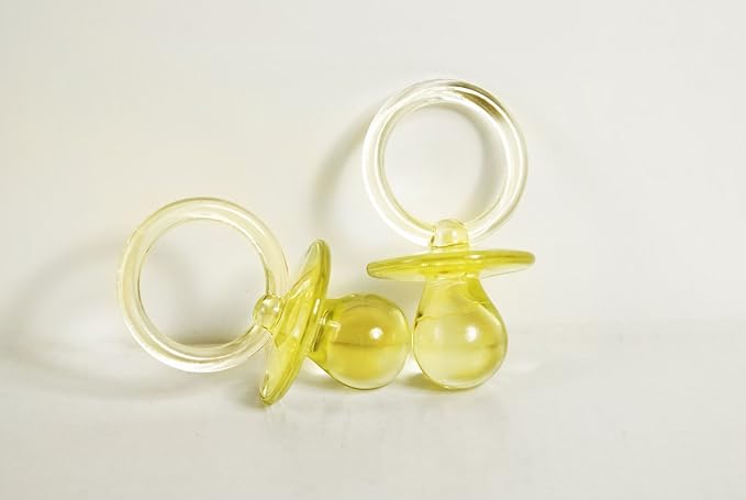 2-1/2" Mini Clear Pacifiers Baby Shower Game Party Decoration Favors (Yellow, 12pcs)