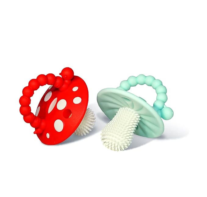 RaZbaby RaZberry(1) and Chompy(2) Teether Pacifier - 3m+ - BPA Free, Designed by Nature for Teething Relief