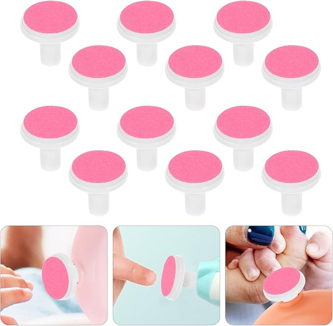 Homoyoyo 12 Pack Baby Nail File Pads Standard Trimmer Heads for Electric Nail Buffer for Infants