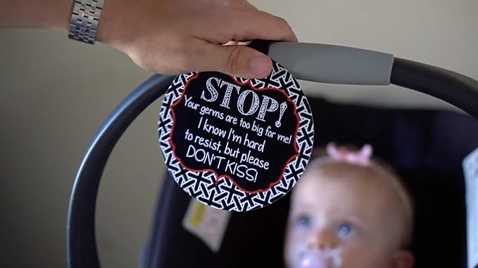 Three Little Tots Two Pack - No Kissing and Woodlands No Touching Baby Car Seat and Stroller Signs - CPSIA Safety Tested