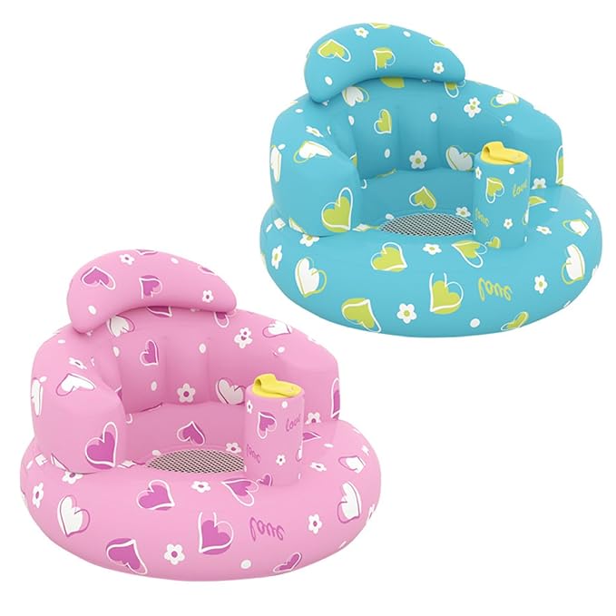 Baby Seat Inflatable Baby Chair Cute Inflatable Baby Seat Stable Blow Up Baby Chair with Built in Pump Baby Seat for Babies 3-36 Months, Floor Seater Gifts., pink