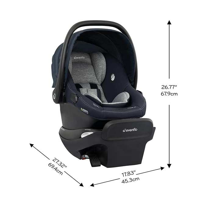 Evenflo Revolve180 LiteMax NXT Rotating Rear-Facing Lightweight Preemie and Infant Car Seat 3-30lbs with Green & Gentle. Easy Install with Base (Beau Navy)