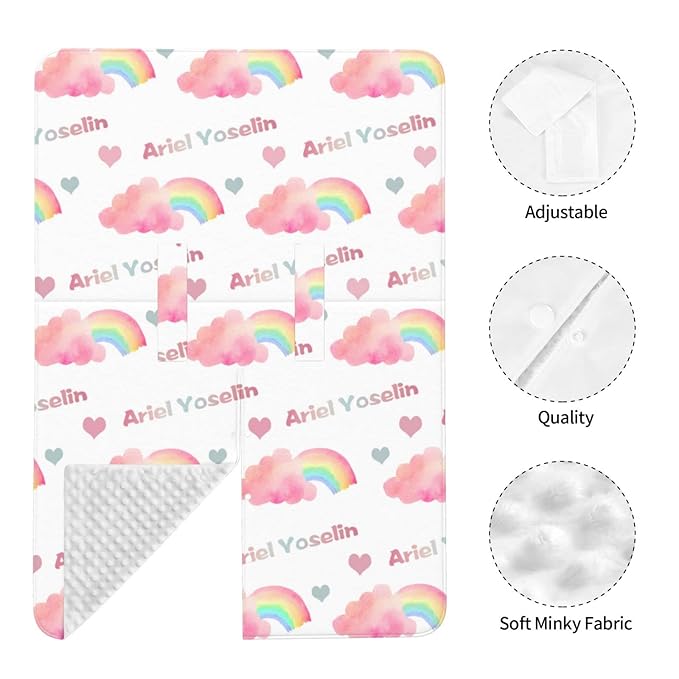 Personalized Baby Car Seat Cover Canopy with Name for Girls Boys Custom Pink Rainbow Baby Carrier Covers