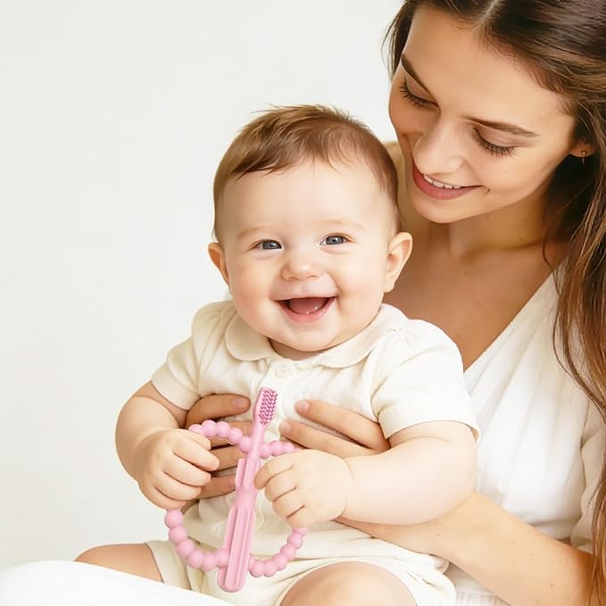 Baby Teething Toys for Babies 0-36 Months -Anti-Choking Design with Easy-Hold Handle,Silicone Infant Toothbrush for Gum Massage,Soothe Sore Gums for Infant Toddlers Silicone teether Tubes