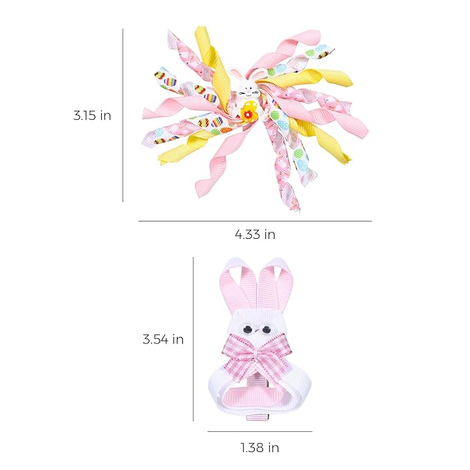 Easter Pink Bunny Hair Clips for Girls Women Colorful Egg Korker Curly Corker Ribbon Bow Alligator Clips,Her Holiday Dress Outfits Decorative Accessories Party Favor Gift