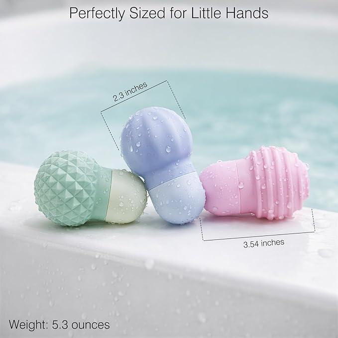 Sensory Squeezing Water Bath Toys for Toddlers,3PCS Bath Tub Pool Floating Toys for Babies Kids 1-3,Textured Fidget Toys Stocking Stuffers Gifts for Boy Girl Ages 1+