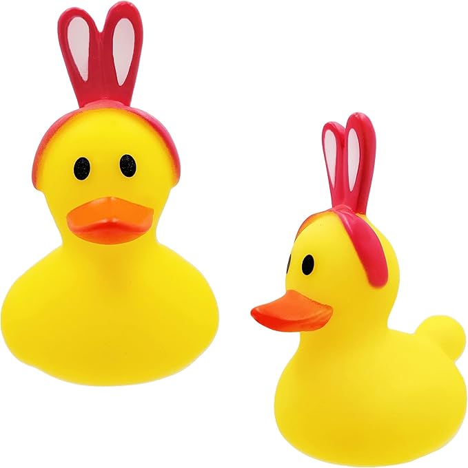The Dreidel Company Happy Easter Rubber Duck Toy Bunny Rabbit Duckies for Kids Easter Eggs, Bath Birthday Gifts Baby Showers Summer Beach and Pool Activity, 2" (800-Pack)