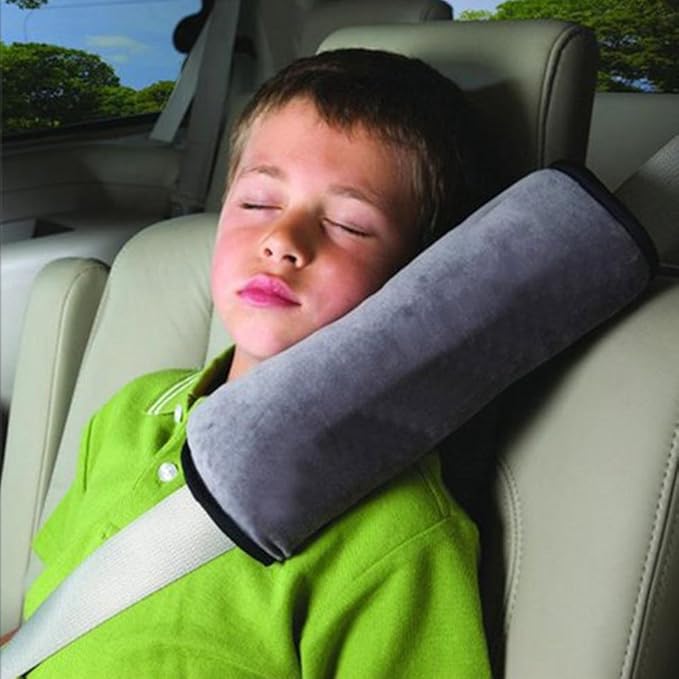 Kids Seatbelt Pillow 2 Packs, Universal Car Seat Belt Pillow Seatbelt Protector Soft Cushion Shoulder Covers Pad Headrest Neck Support Kids for Children and Adult (Gray)