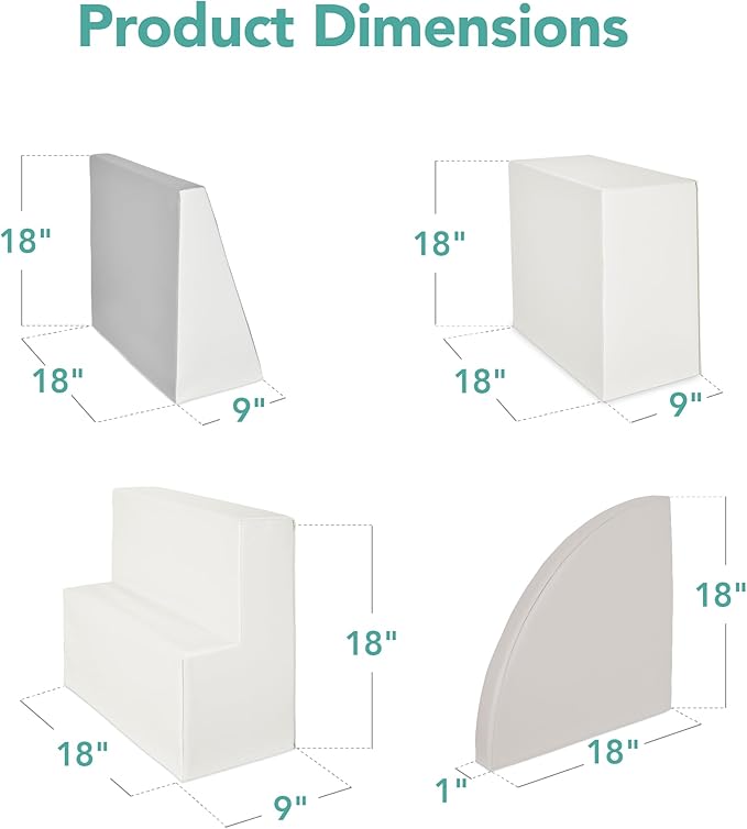 Best Choice Products Soft Foam Climbing Blocks for Toddlers, 4-Piece Baby Play Set, Easy-Clean Vinyl Foam Shapes, Safe Certified Materials, Early Learning Motor Skill Development Toy - Neutral