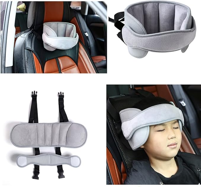 Car Seat Head Support Band, Safety Car Seat Neck Relief, Adjustable Child Car Seat, Infants and Baby Head Support(Gray)