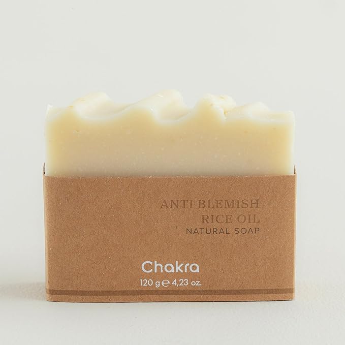 Chakra Rice Oil Stain Removal Bar Soap - Paraben & Additive Free Handmade Soap Bar for Face, Body and Hands, Gentle Cleansing for Daily Skin Care, 4.23 oz