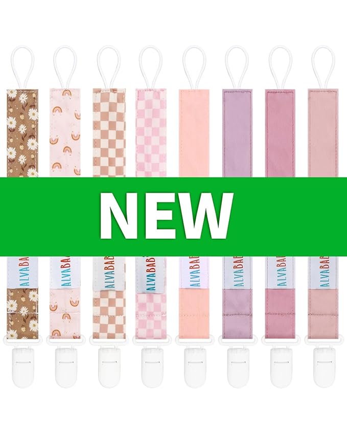 ALVABABY Pacifier Clips 8 Pack Pacifier Binky Paci Holder Leashes for Baby Teethers 8DP17A