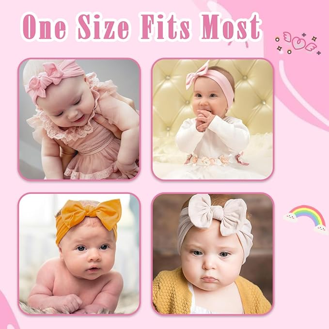 Ulico 2 Pack Personalized Embroidered Headbands with Bow for Custom Named Baby Girls and Newborns