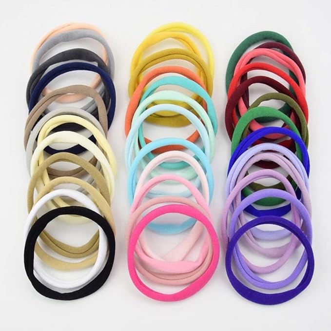 FZBNSRKO 100pcs Multi-function Super Soft High Stretchy Baby Newborn Infants Headbands,DIY Crafts Elastics,Ear Bands Loops Ties Ropes for Newborn Infant Toddler Baby Girls